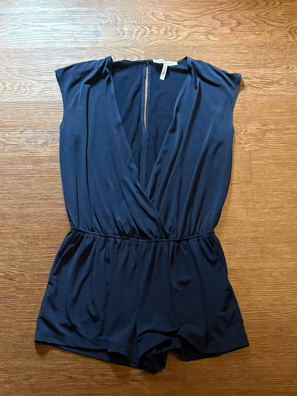 BCBGeneration Navy V-Neck Sleeveless Romper with Back Zip